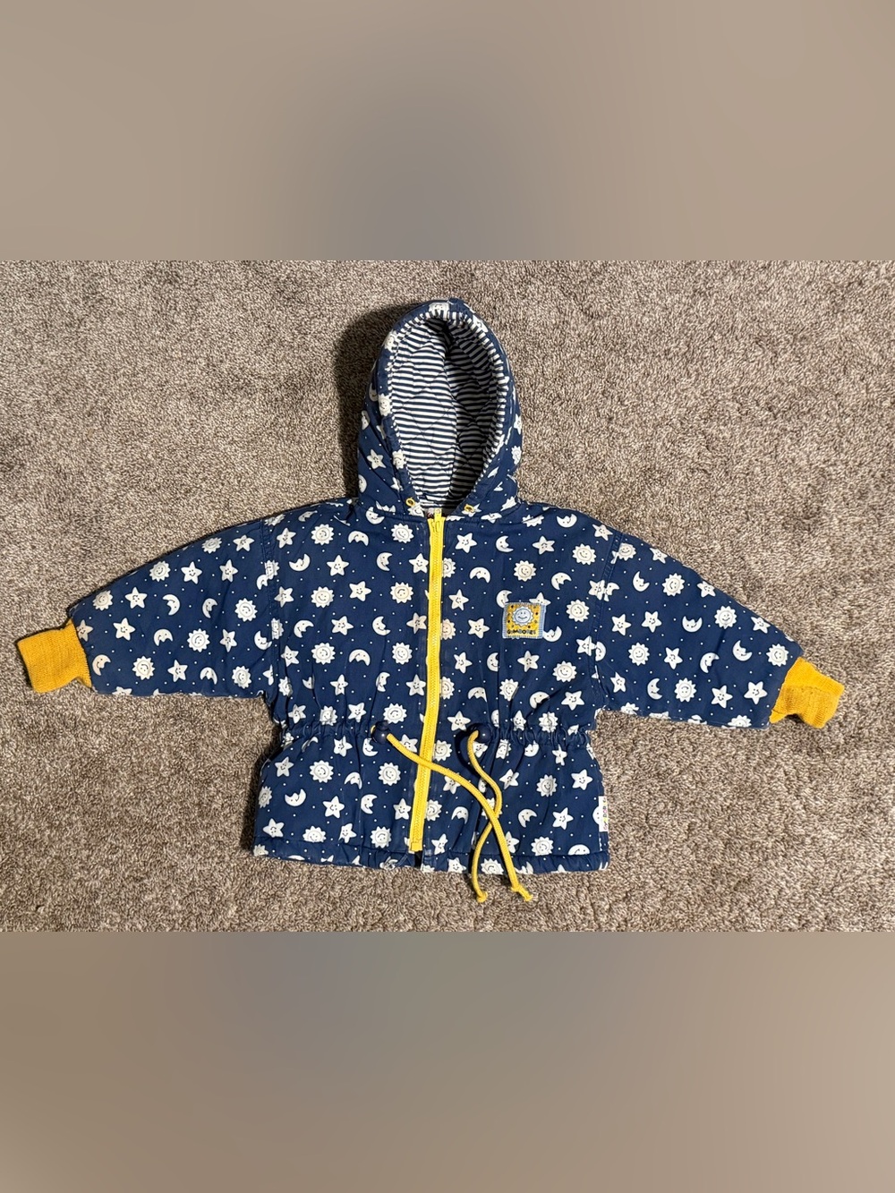 Vintage Gymboree Navy Blue and Yellow Star & Moon Puffer Jacket 18-24 months